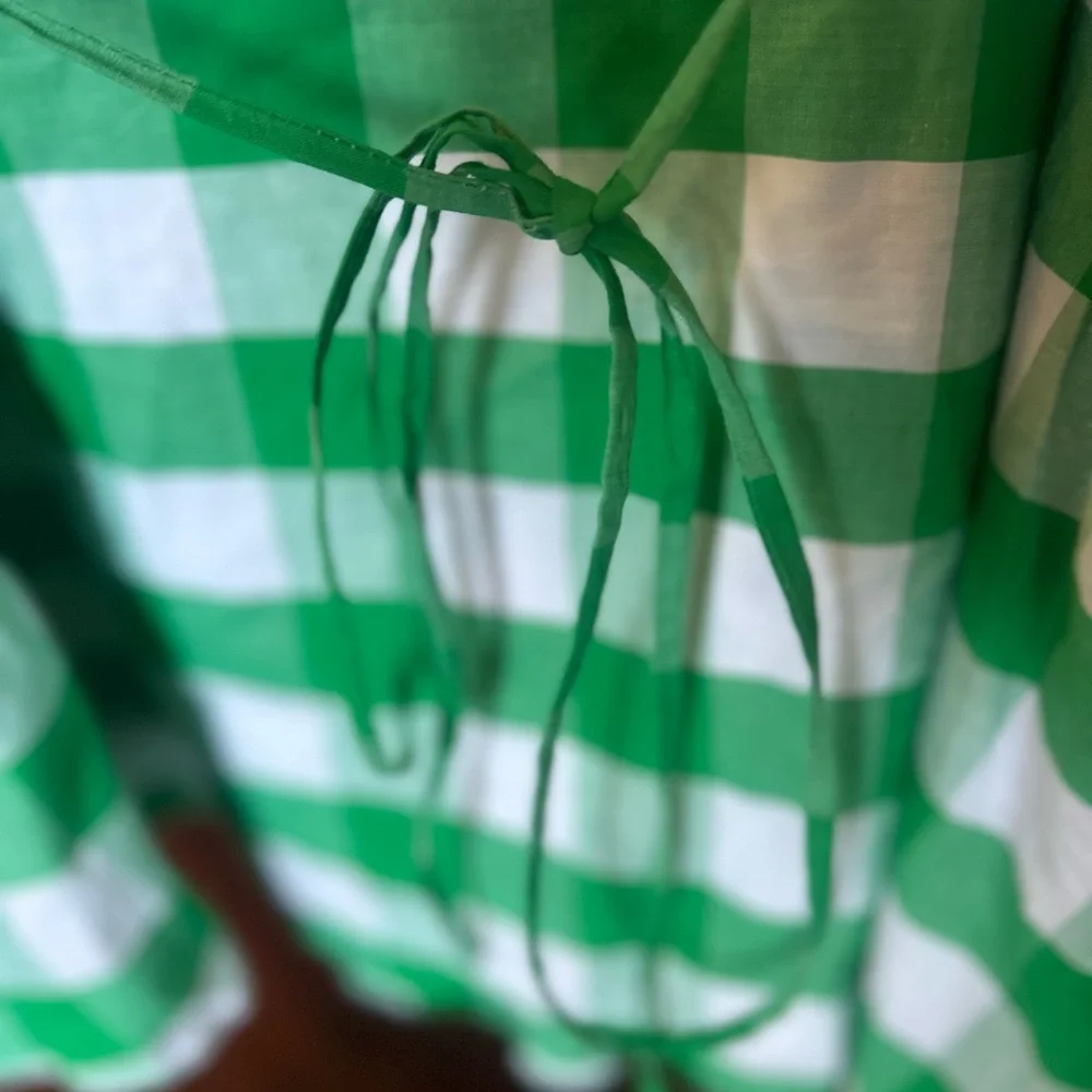 💚 Aura Green/White Checkered Dress. Pink Accents & Pockets. Women’s Large. NWOT. - Picture 9 of 14